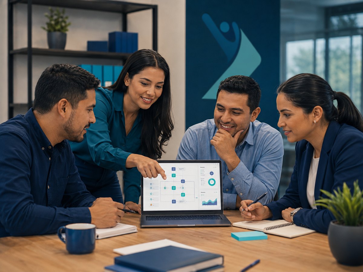 Small-business team using applied AI and automation
